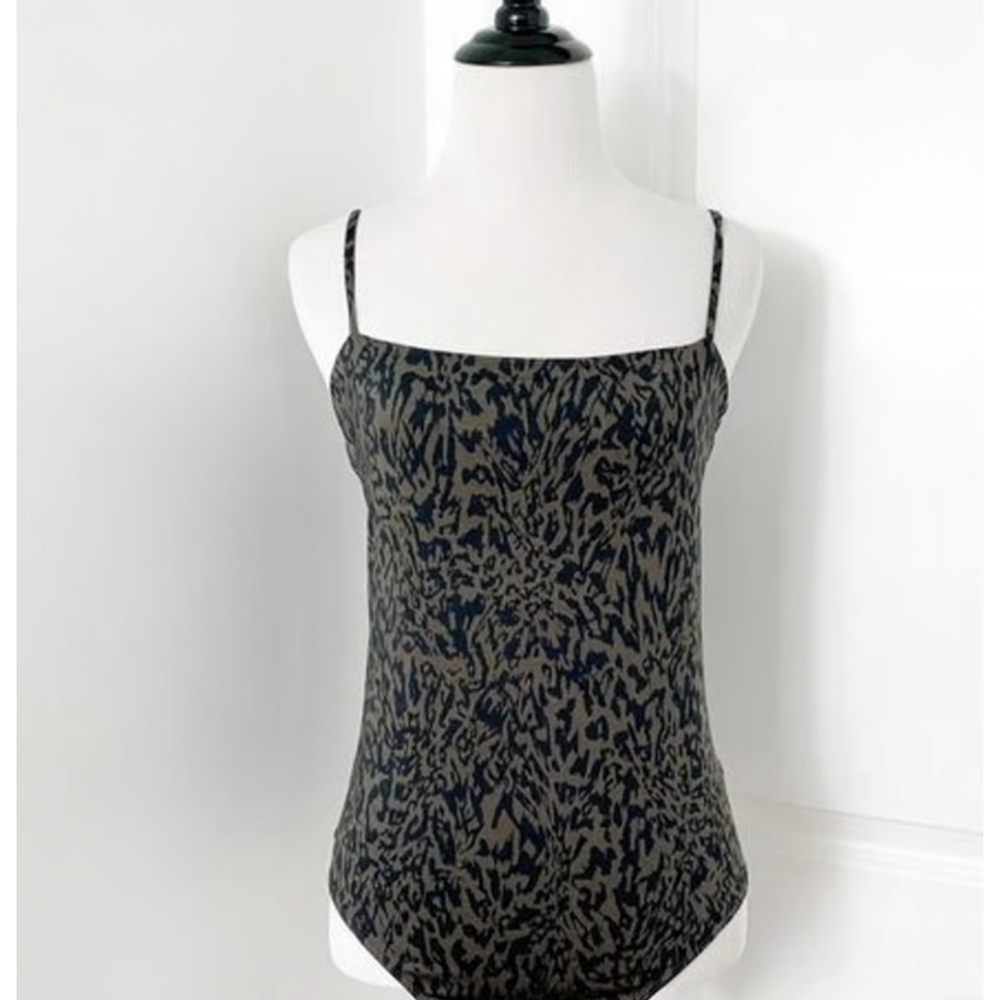 Express Olive Green Animal Print Bodysuit size small